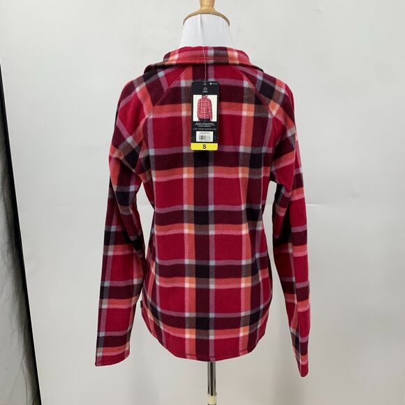 Eddie Bauer Venture Sweater Womens S Small Dark Berry Plaid Quarter Zip Fleece - Picture 5 of 16